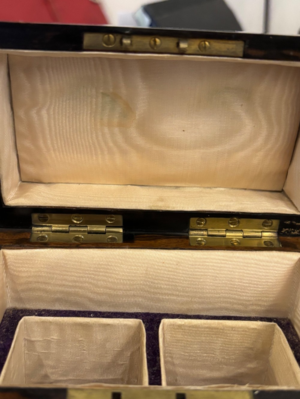 19th century Coromandel casket complete with scent bottles View IV