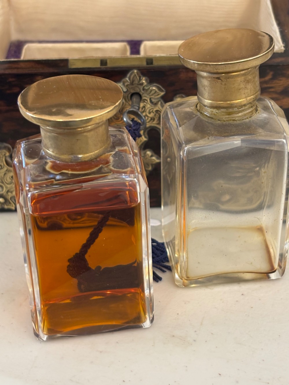 19th century Coromandel casket complete with scent bottles View VI