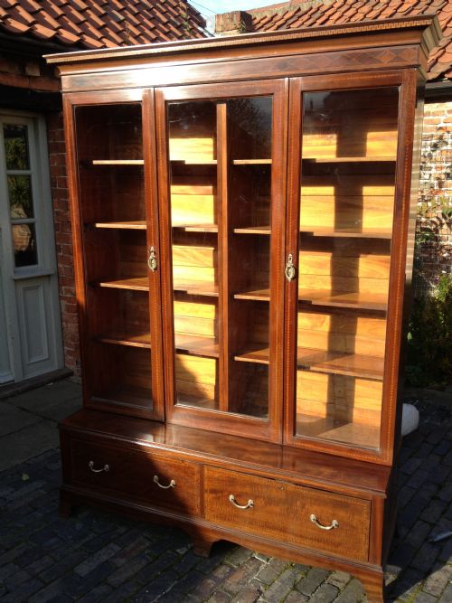 Mahogany Three Door Bookcase