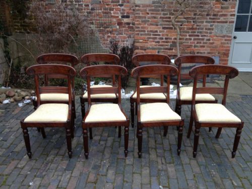 Set of Eight Regency Mahogany Dining Chairs