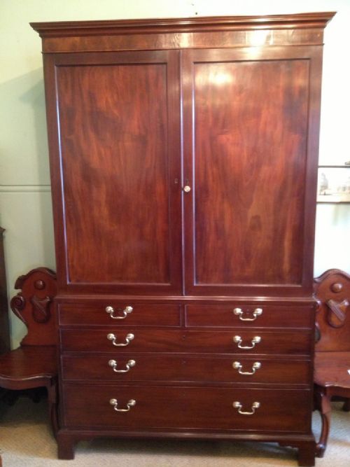 George III Mahogany Linen Press
