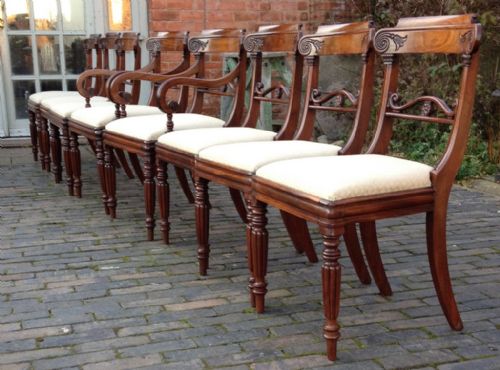 Set of Eight Regency Mahogany Dining Chairs