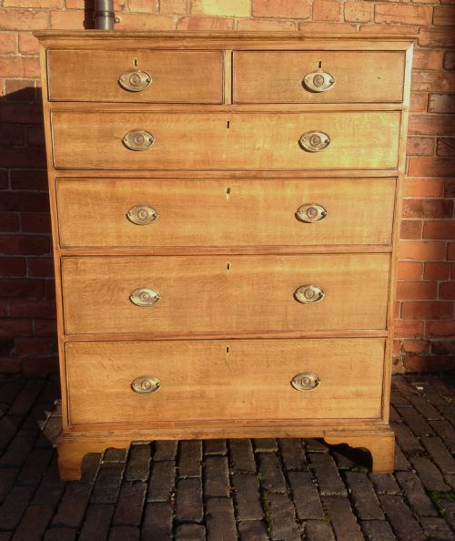 George III Blond Oak Tall Chest of Drawers
