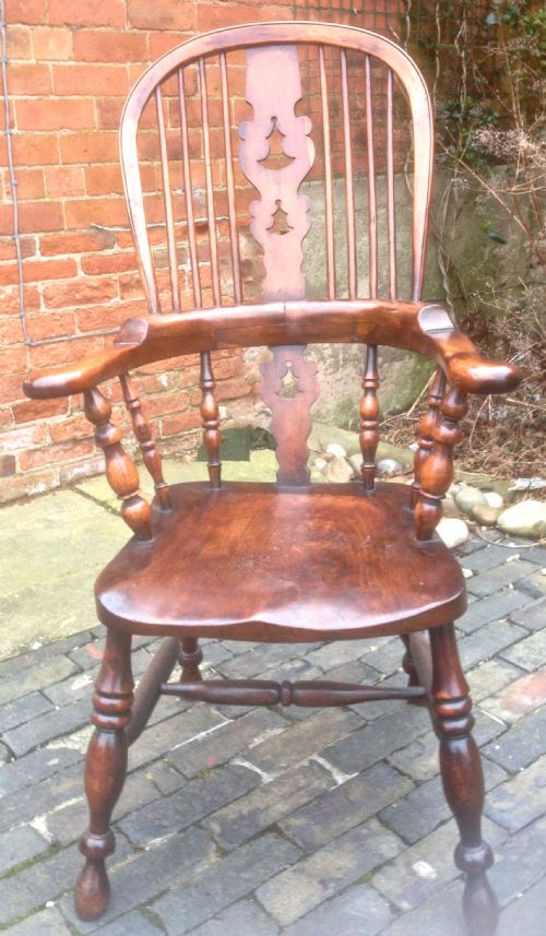 Yew Wood Pad Arm Windsor Chair