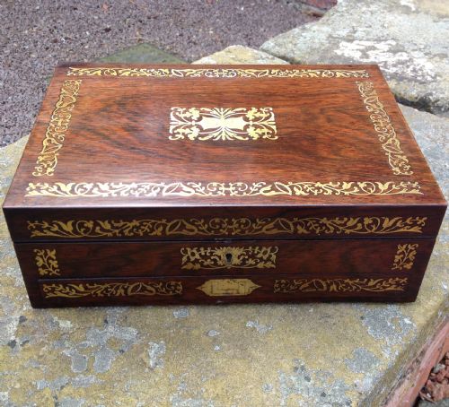 Rosewood and Brass Marquetry Artist's Box