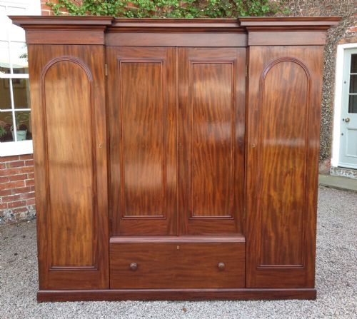 Mid Nineteenth Century Mahogany Four Door Wardrobe.