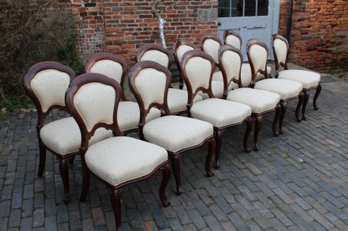 Set of 12 Victorian Mahogany Dining Chairs