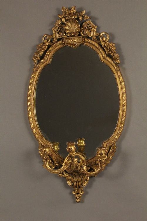 Gilt Wood Girandole Mirror