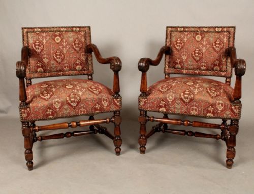 Pair of Walnut Armchairs