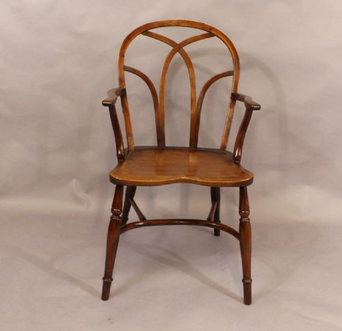 Yew Wood Gothic Windsor Chair.