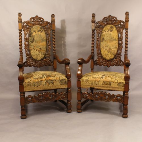 Pair of 19th Century Oak Armchairs