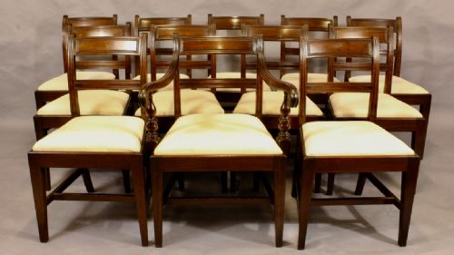 Set of Twelve Regency Mahogany Dining Chairs