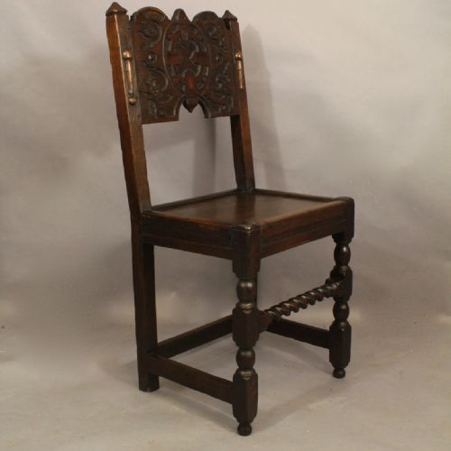 Seventeenth Century Oak Backstool