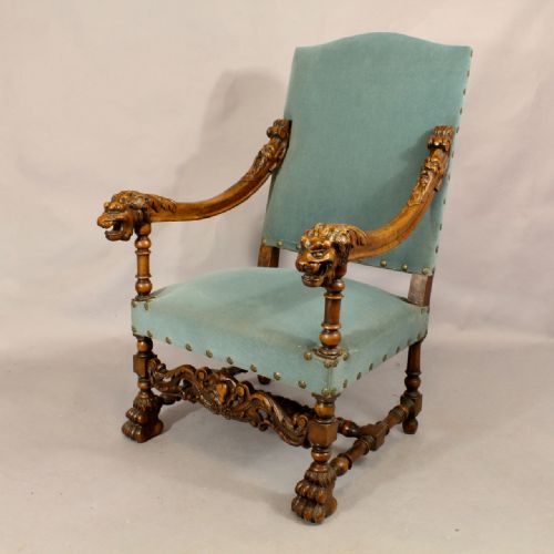 Walnut Carved Armchair