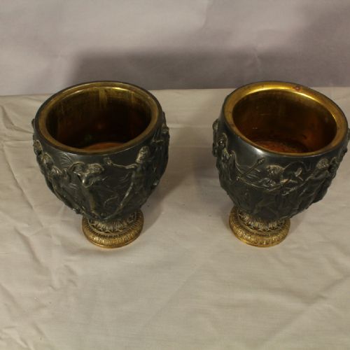 Pair of Bronze Urns