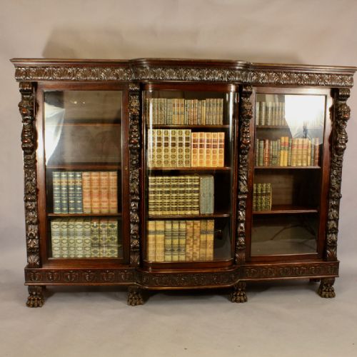 Large Mahogany Break Front Bookcase
