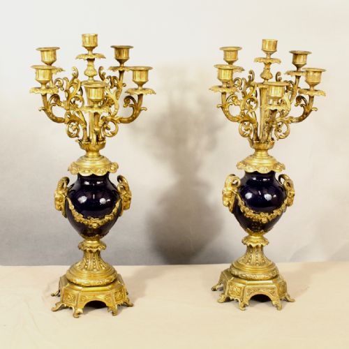 Pair of French Gilt Bronze Candelabra