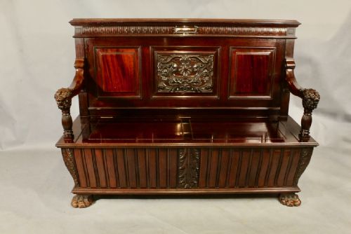 Nineteenth Century Mahogany Hall Bench.