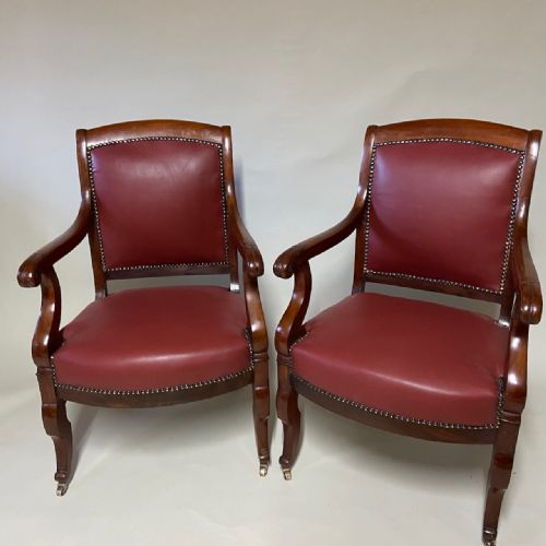 Pair of French 19th Century Library Chairs