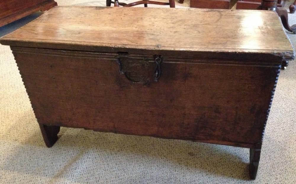 Seventeenth Century Oak Six Plank Coffer