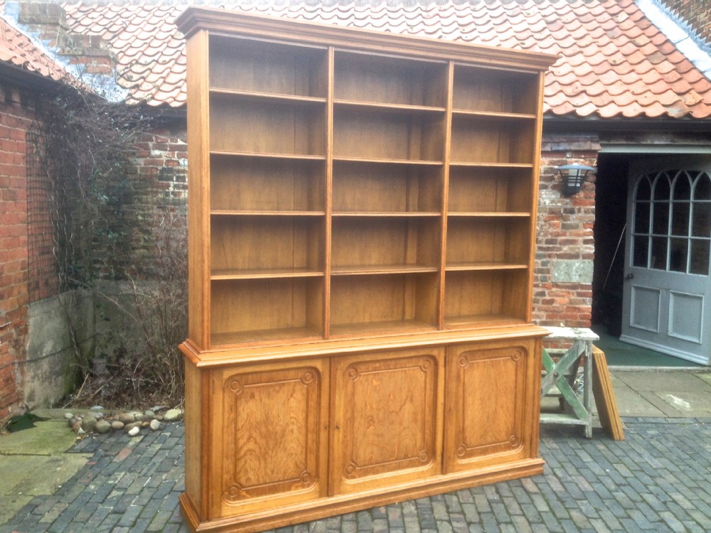 Nineteenth Century Blond Oak Open Bookcase
