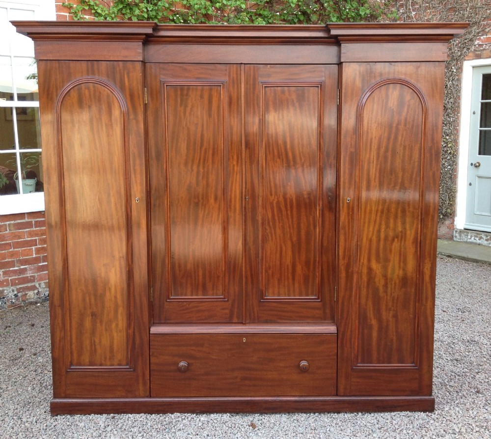 Mid Nineteenth Century Mahogany Four Door Wardrobe.