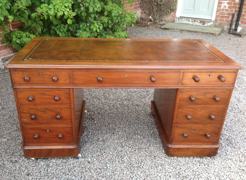 19th Century Mahogany Pedestal Desk