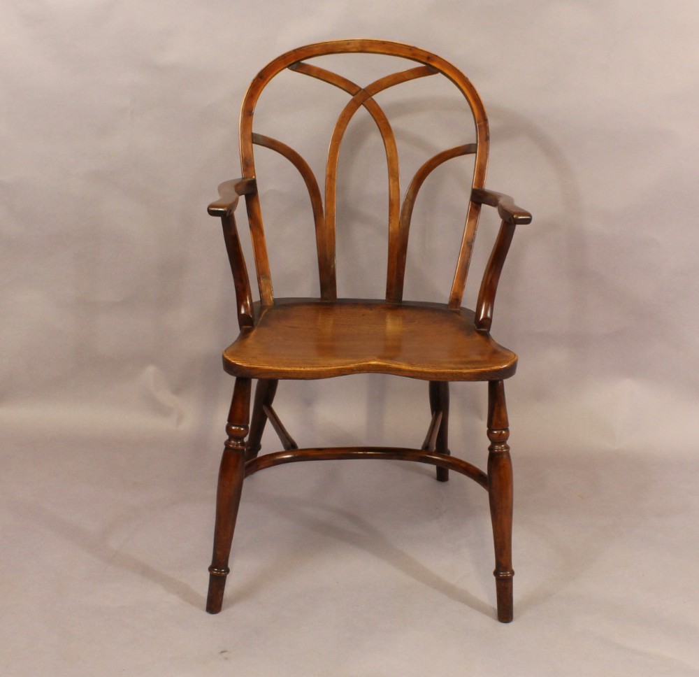 Yew Wood Gothic Windsor Chair.