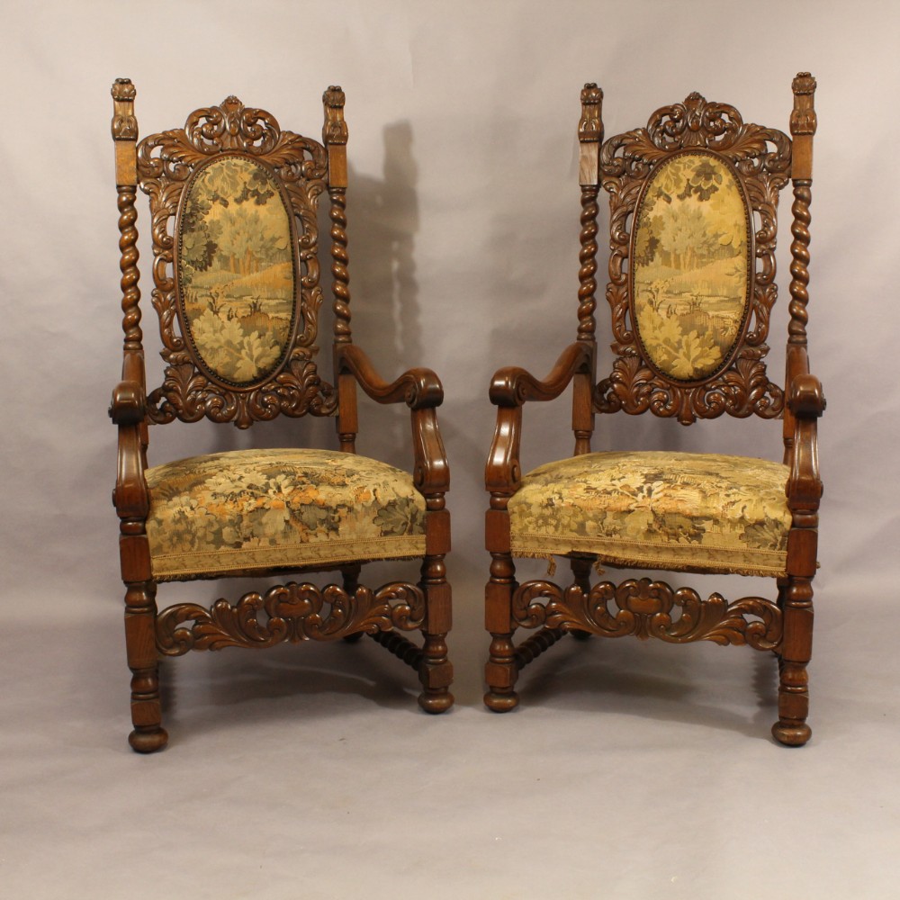 Pair of 19th Century Oak Armchairs