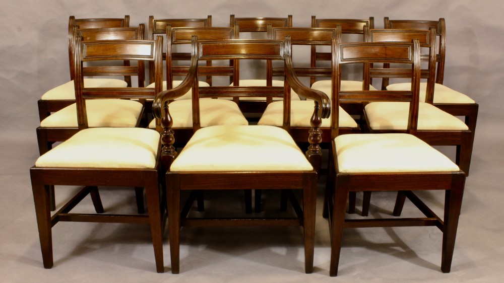 Set of Twelve Regency Mahogany Dining Chairs