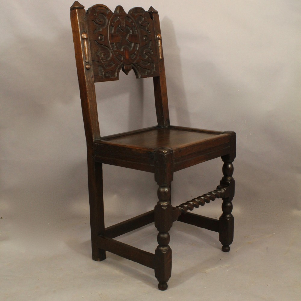Seventeenth Century Oak Backstool