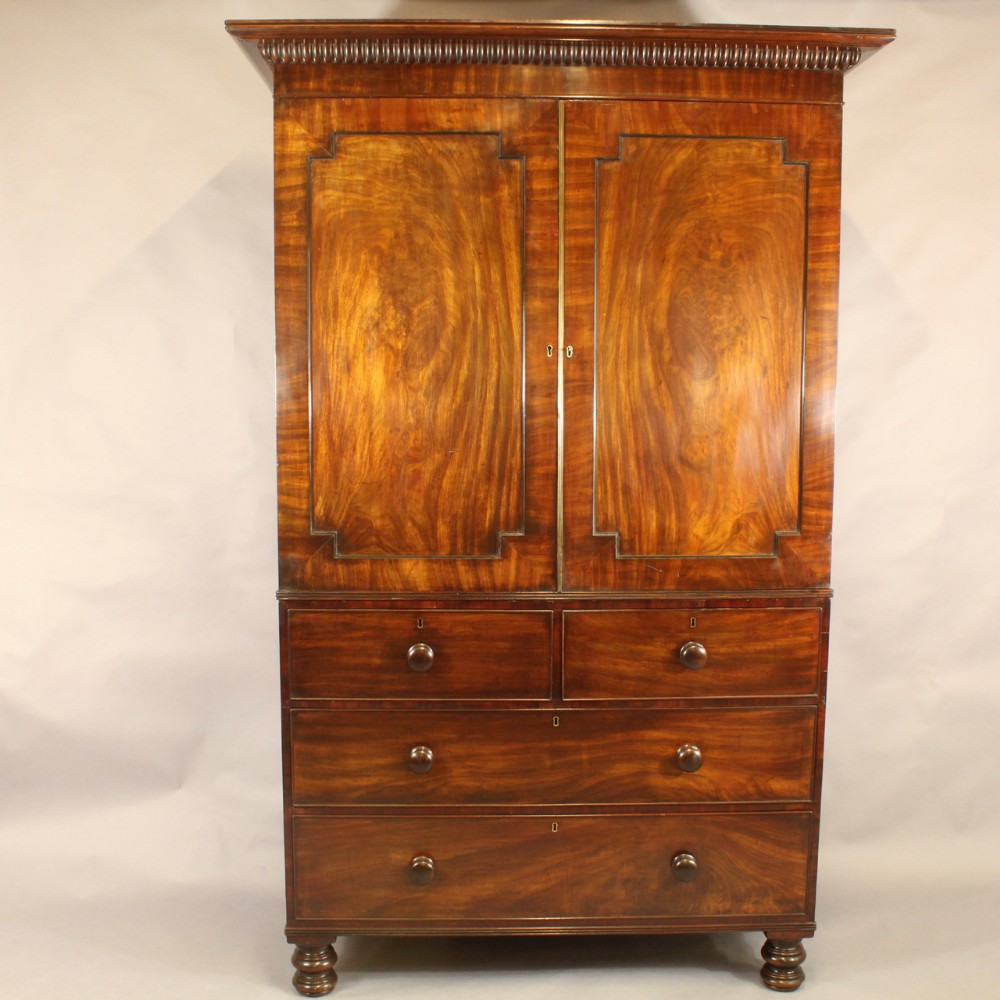 Early Nineteenth Century Mahogany Linen Press