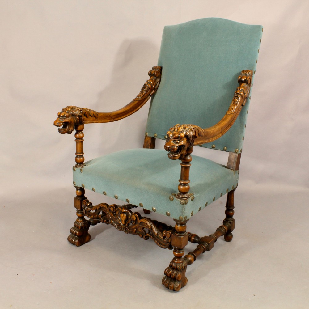 Walnut Carved Armchair