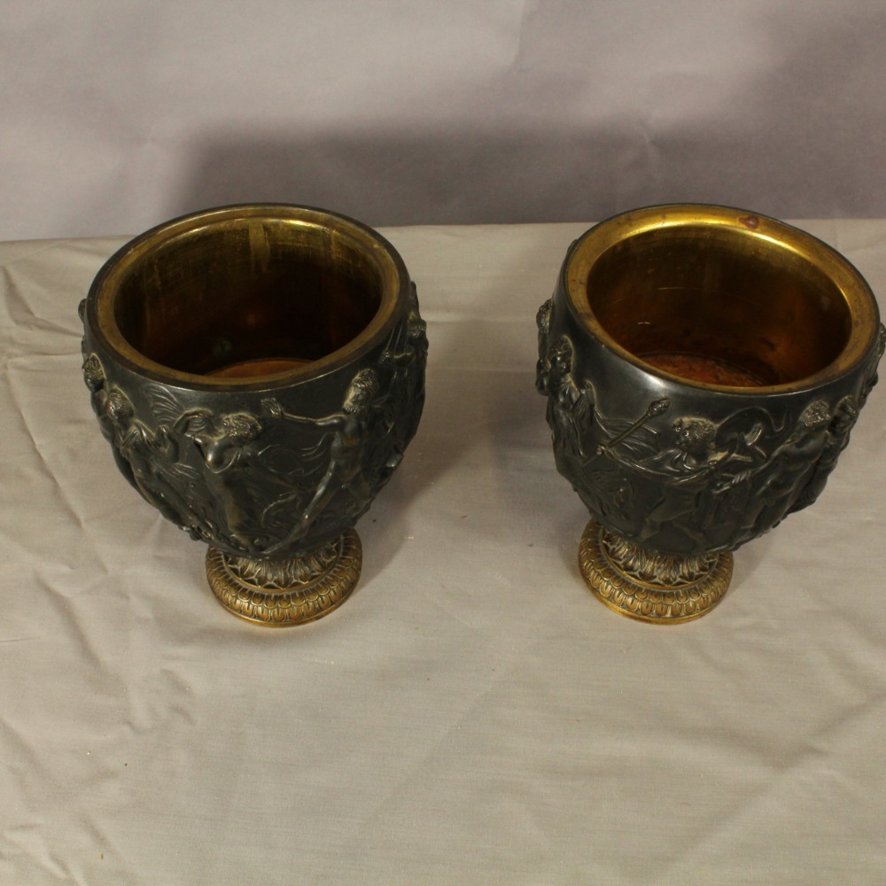 Pair of Bronze Urns