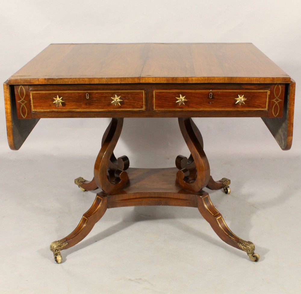 Regency Rosewood Brass Inlaid Sofa Table 