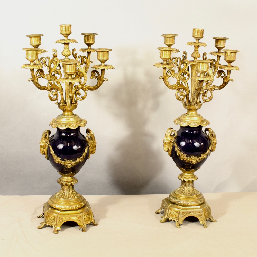 Pair of French Gilt Bronze Candelabra