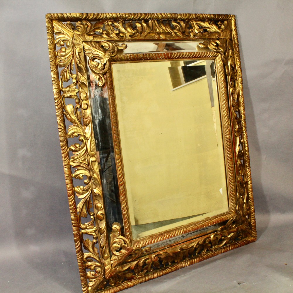 Large Giltwood Cushion Mirror