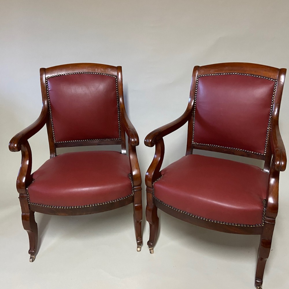 Pair of French 19th Century Library Chairs