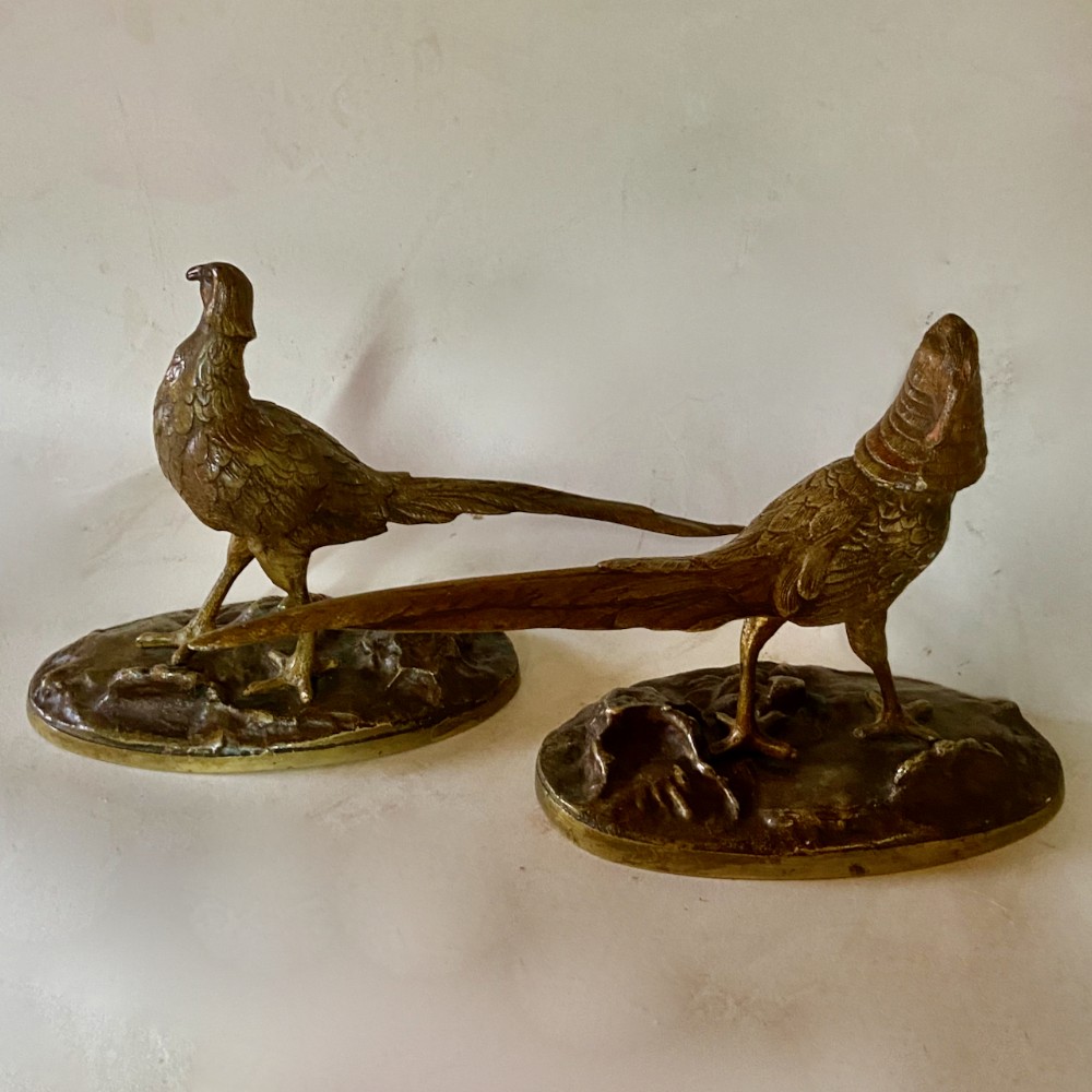 Pair of Bronze Pheasants