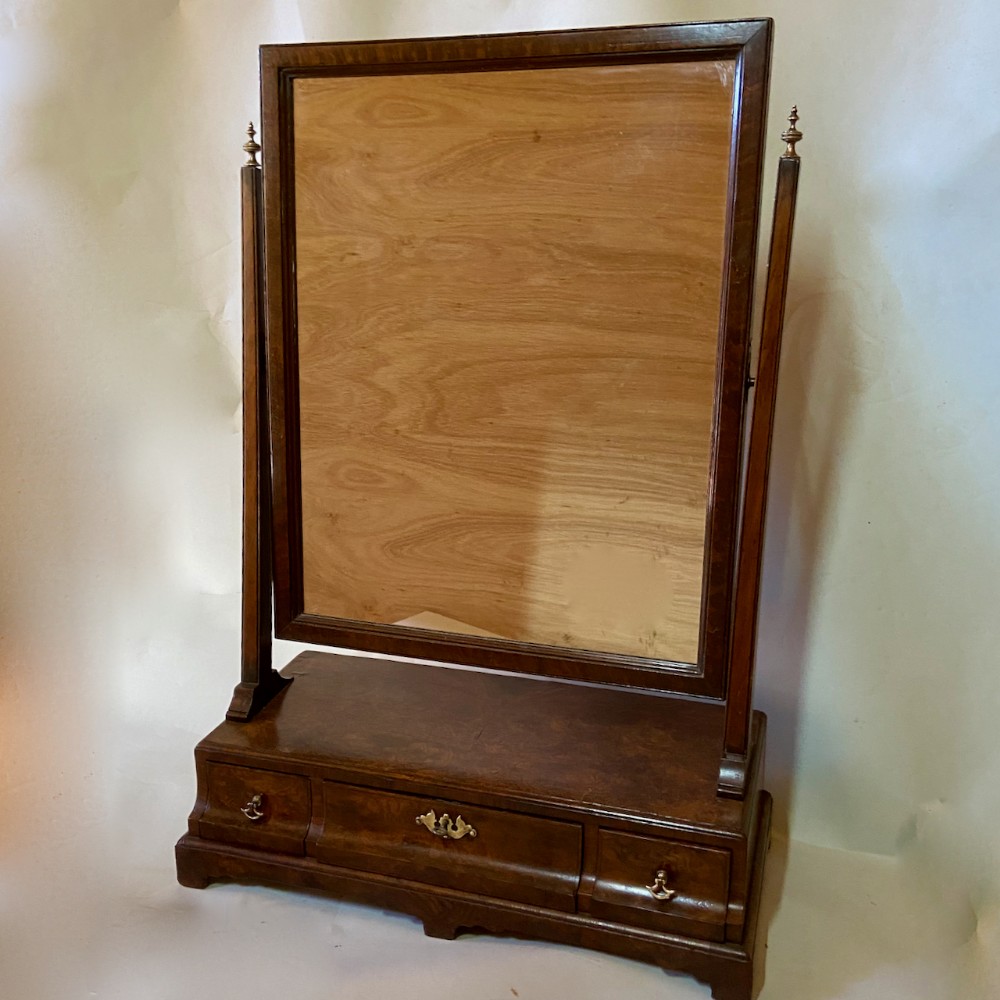 George I and Later Burr Walnut Dressing Mirror.