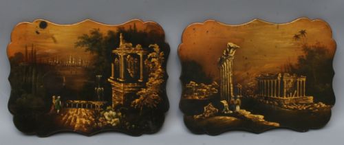 A Pair of Victorian Papier Mache Panels 