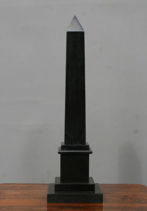 A VICTORIAN ASHFORD BLACK MARBLE OBELISK THERMOMETER - ADDITIONAL PHOTO 1