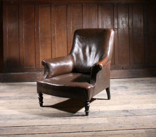 FRENCH LEATHER CHAIR 19TH CENTURY - ADDITIONAL PHOTO 2