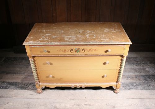 ANTIQUE PINE CHEST IN ORIGINAL PAINT - ADDITIONAL PHOTO 2