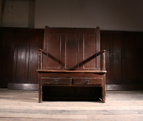 GEORGIAN PINE SETTLE IN ORIGINAL PAINT - ADDITIONAL PHOTO 4