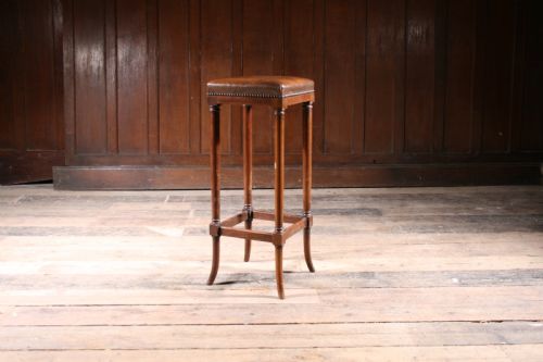 ANTIQUE LEATHER TALL STOOL - ADDITIONAL PHOTO 3