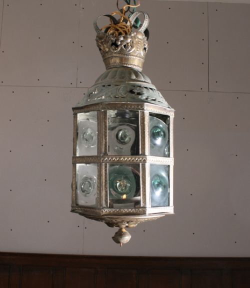 LARGE LANTERN WITH HAND BLOWN BULLS EYE GLASS - ADDITIONAL PHOTO 1