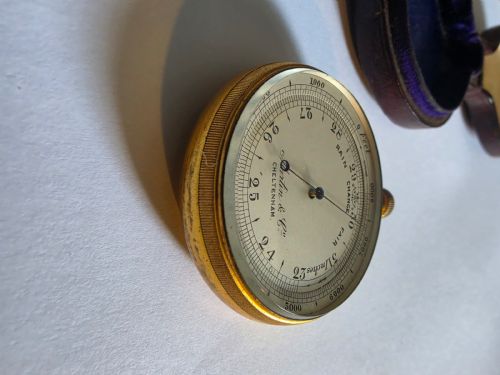 Pocket Barometer by Martin & Co Cheltenham England in Original Leather Case