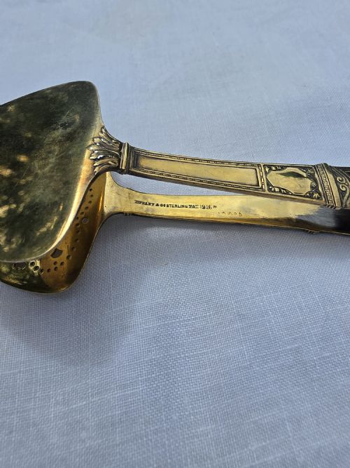 TIFFANY COMPANY SAN LORENZO 1916 PATTERN PASTRY OR SANDWICH SERVER SILVER GILT - ADDITIONAL PHOTO 7