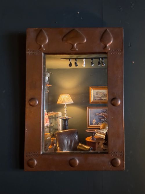 Liberty & Company Arts & Crafts Copper Framed Mirror with Stylised Tree Design